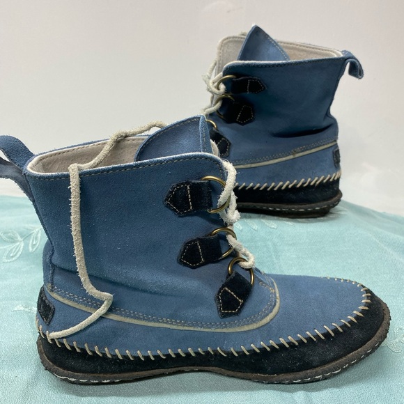 Sorel Joplin Blue/Black Suede Leather Moccasin Boots Size 8 Women's - Picture 3 of 12